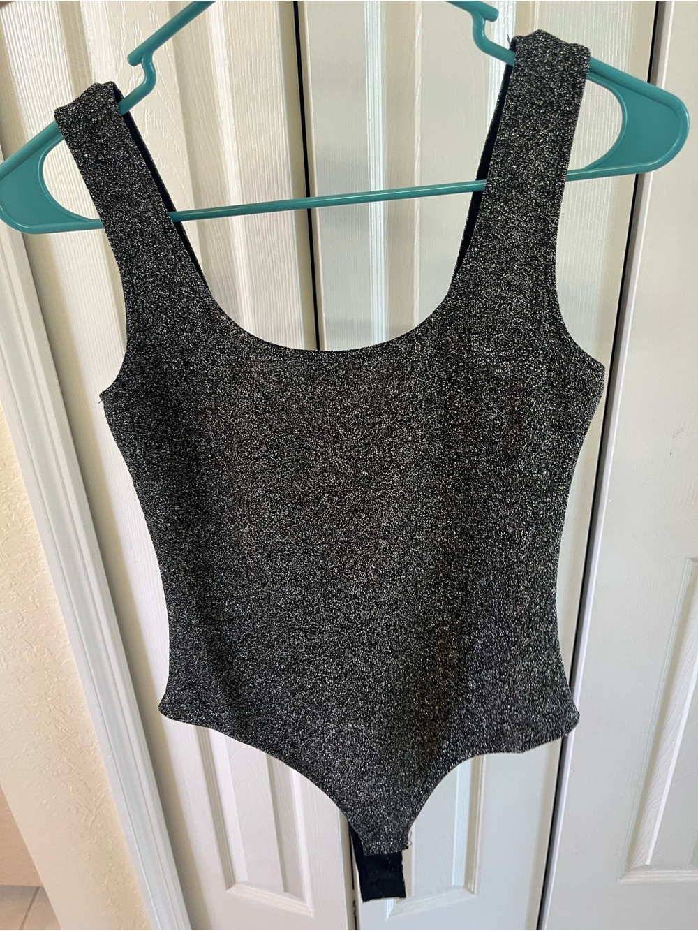 Lulu’s Black Glitter Tank One-Piece Bodysuit